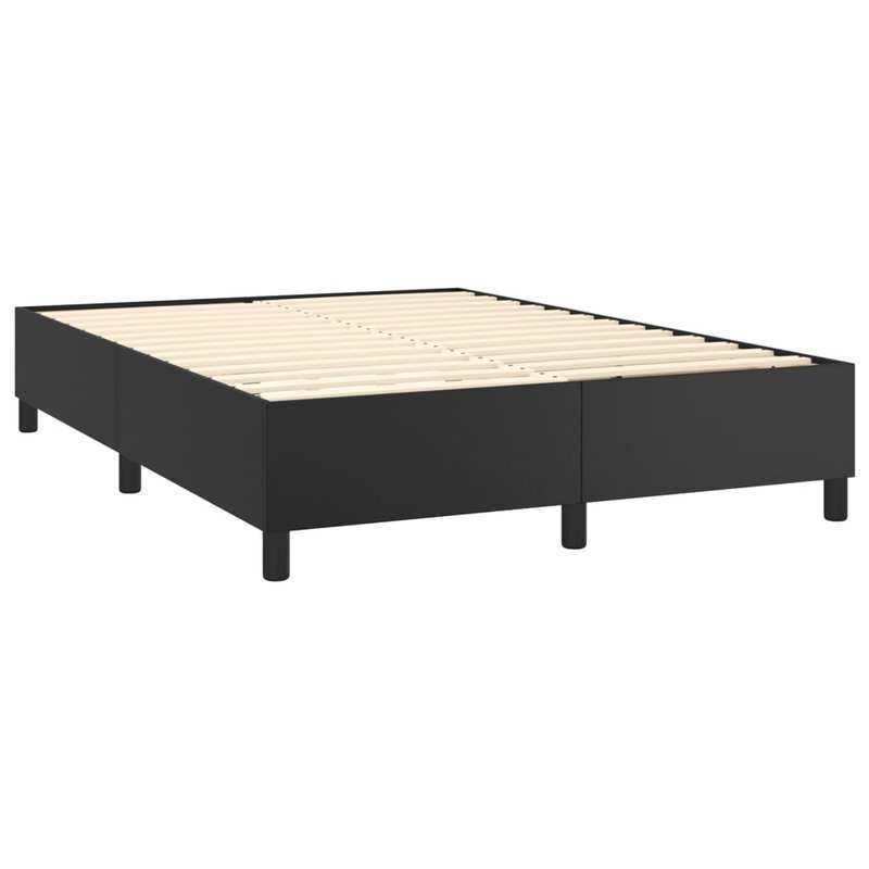 Bedframe 140x190 – Tweepersoonsbed – Eenpersoonsbed – Slaapbank – Boxspring – Zwart Kunstleer – Hardhouten Frame – Eenvoudige Montage – Minimalistisch Hoofdbord