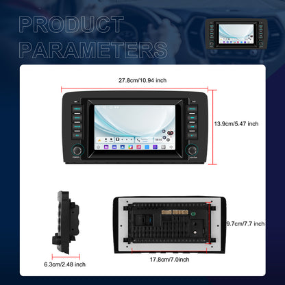 PODOFO [2G+64G] Android 15 7-inch for Mercedes Benz R Class W251 R280 R300 R320 R350 R63 2005-2017, Wireless Carplay/ Android Auto, Android EQ AI DSP/ GPS/ WiFi/ B/ T5.0/ FM/ Mirror Link+Mic, Merry Christmas Gifts, Black Frid