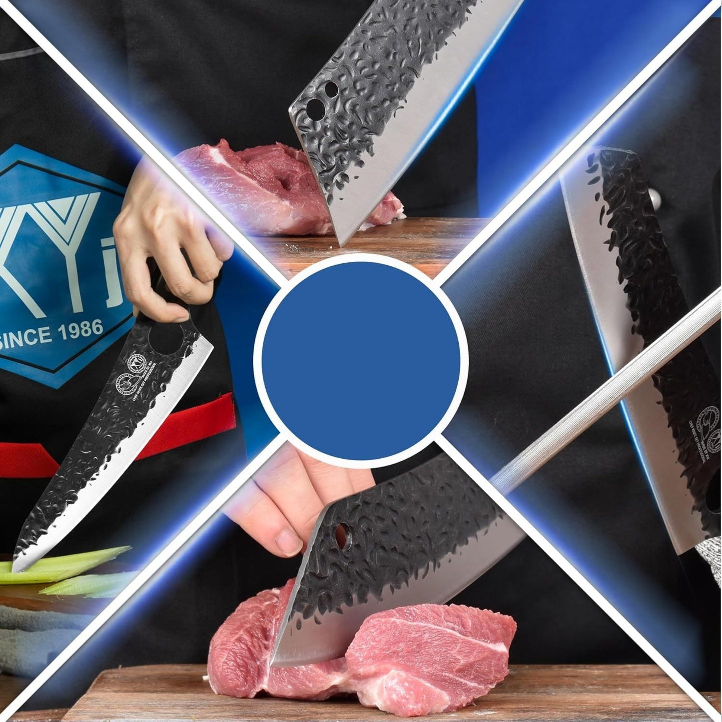 10-Delige Keukenmessenset – Messenset – Keukenmessen – Snijset – Koksset – Ergonomische Handvatten – Gehard Staal