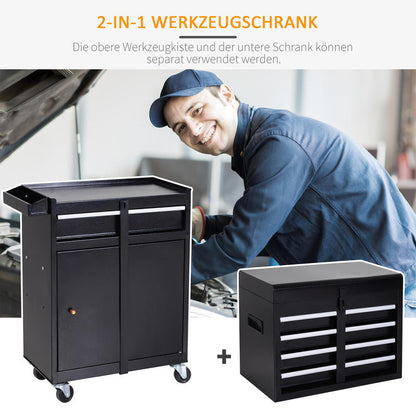 DURHAND workshop trolley tool cabinet tool box with 5 drawers 360° wheels metal 60 x 28 x 104.5cm tool box, Large Tool Box, Tool Bag, Garage Organization, Workshop Storage, Sturdy Construction, Industrial Design, Durable Met