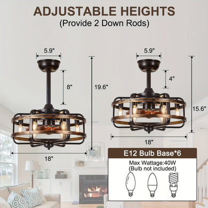 Retro Industriële Plafondventilator – Vintage Ventilator – Industriële Ventilator – Plafondventilator Met Licht – Plafondventilator Met Afstandsbediening – Fluisterstille Motor – Omkeerbare Waaierbladen