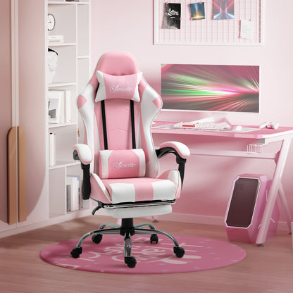 Gamingstoel – Gamestoel – Bureaustoel – Gaming Chair – Game Stoel – Ergonomisch – Verstelbaar in Hoogte – PU Leder – Roze/Wit – 360 Graden Draaibaar – Maximale Belastbaarheid 120 kg