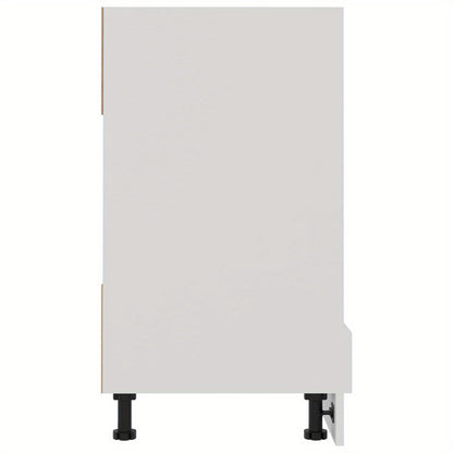Ovenkast – Keukenkast – Opbergkast – Ovenmeubel – Keukenmeubel – Wit Gefineerd Hout – Compact 60x46x81,5 cm - QUORE