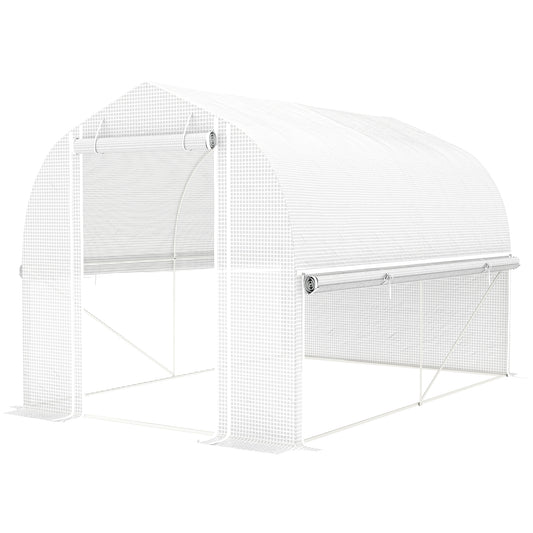 Polytunnel Kas – Tuinkas – Glazen Kas – Serre – Groentekas – UV-Bestendige PE Hoes – Verstevigd Stalen Frame – Roll-Up Zijwanden – 3 x 2 x 2 Meter – Wit