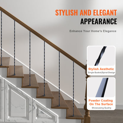 Metalen Balusters Trap – Balustrades Spijlen Leuning Spindels – 10-Delige Set – Gegalvaniseerd Staal – Mat Zwart – 112 cm Lang – Eenvoudig Montagemateriaal Inclusief