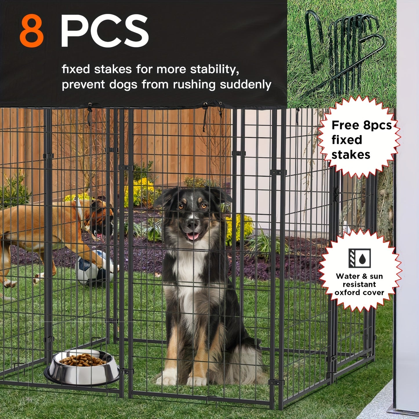 162cm High Heavy Duty Metal Welded Wire Dog Cage House Outdoor Kennel Playpen Cage with Waterproof Sunshade for Chickens, Ducks, Rabbits, Dogs and Other Small Pets