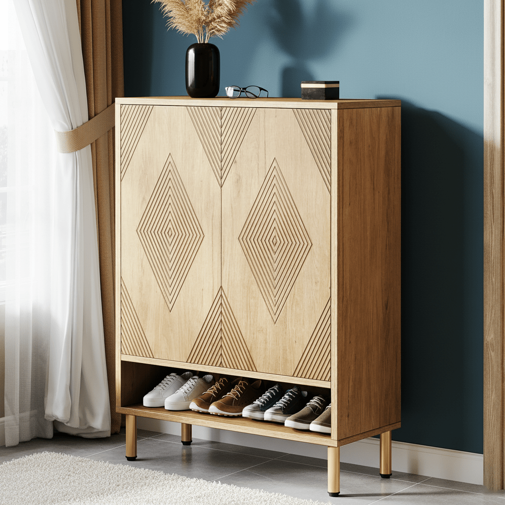 Schoenenkast – Schoenenrek – Schoenenopberger – Schoenenkast – Schoenendisplay – 6-laags met 24 paar capaciteit – Verstelbare planken in eikenlook