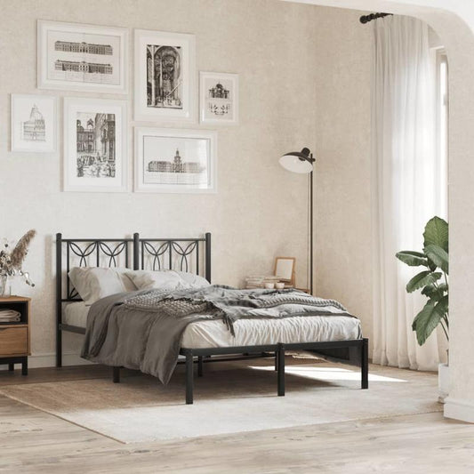 Modern Minimalist Bed Frame with Headboard - Heavy-Duty All-Metal Construction, Tool-Free Assembly, Extra Long Legs for Stability - Fits Standard Mattresses - Ideal for Small Spaces & Contemporary Bedrooms - 120x190cm (47x75i