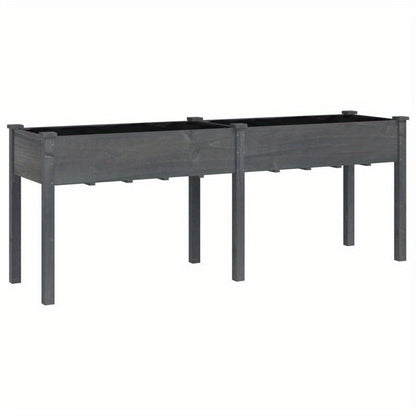 Tuinbak – Plantenbak – Bloembak – Bloembakje – Plantenvat – Houten Verhoogde Plantenbak – Massief Grenenhout – 203x53x76 cm – Weerbestendig Grijze Voering