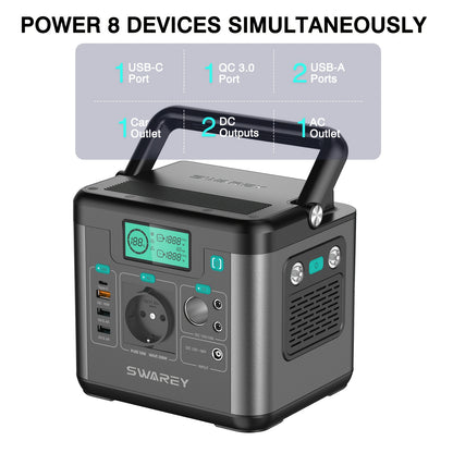Power Station – Draagbare Accu – Mobiele Generator – Powerbank – Externe Batterij – 300W AC Output – 222Wh Capaciteit – PD 65W Snelladen