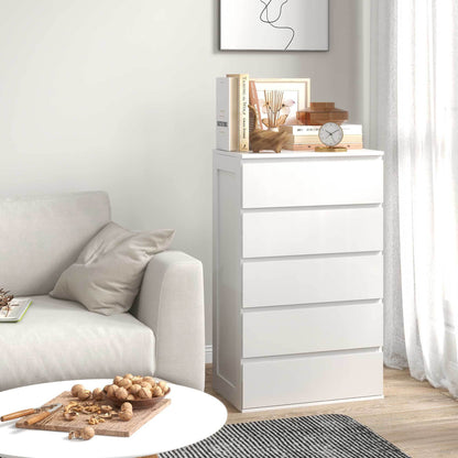 Ladekast – Commode – Ladenkast – Opbergkast – Kast Zonder Handgrepen – Modern Design – 5 Laden – Wit – 60x38x100 cm – Anti-Kantel Systeem