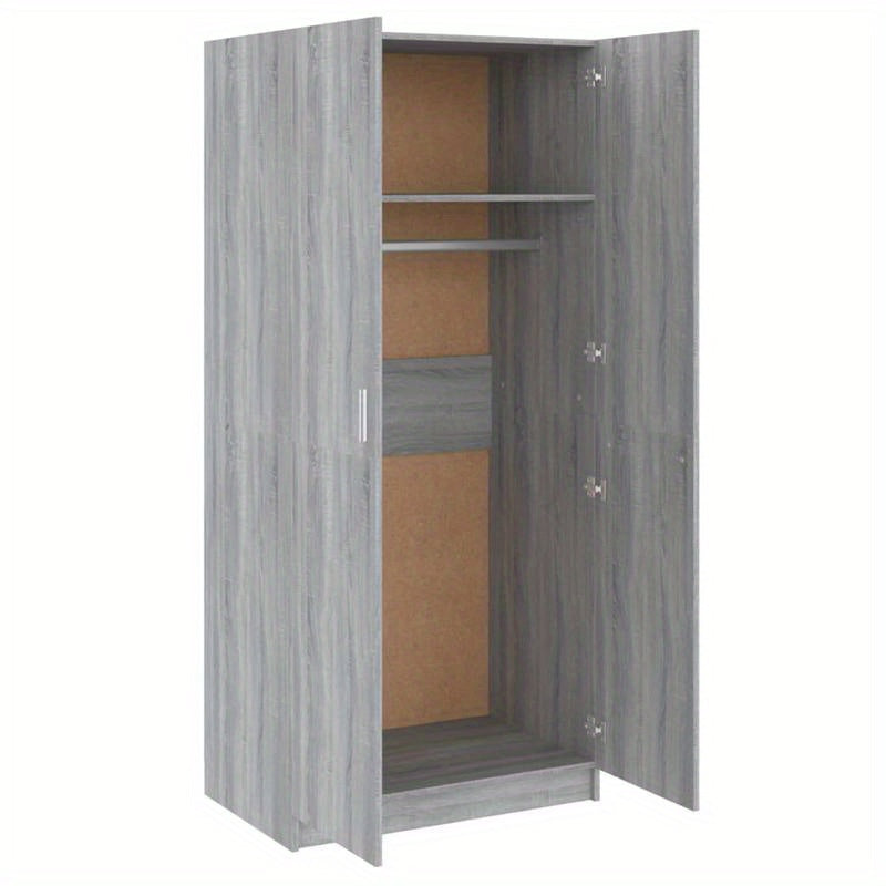 Kledingkast – Garderobekast – Opbergkast – Kledingrek – Kast – Grijs Sonoma Eikenkleurig – Ruimtebesparend 80x52x180 cm – Stevig Bewerkt Hout