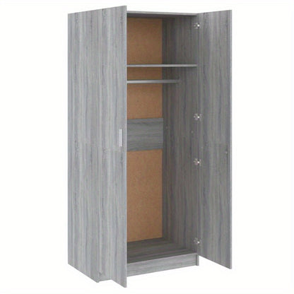 Kledingkast – Garderobekast – Opbergkast – Kledingrek – Kast – Grijs Sonoma Eikenkleurig – Ruimtebesparend 80x52x180 cm – Stevig Bewerkt Hout