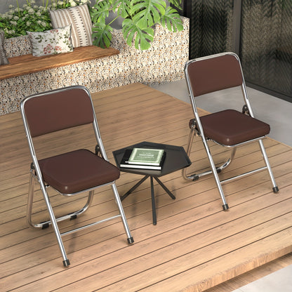 Set van 4 Eetkamerstoelen – Bruin Kunstleer met Comfortabele Bekleding – Stijlvolle Lounge Stoelen voor Keuken, Eetkamer, Feest of Vergaderruimte