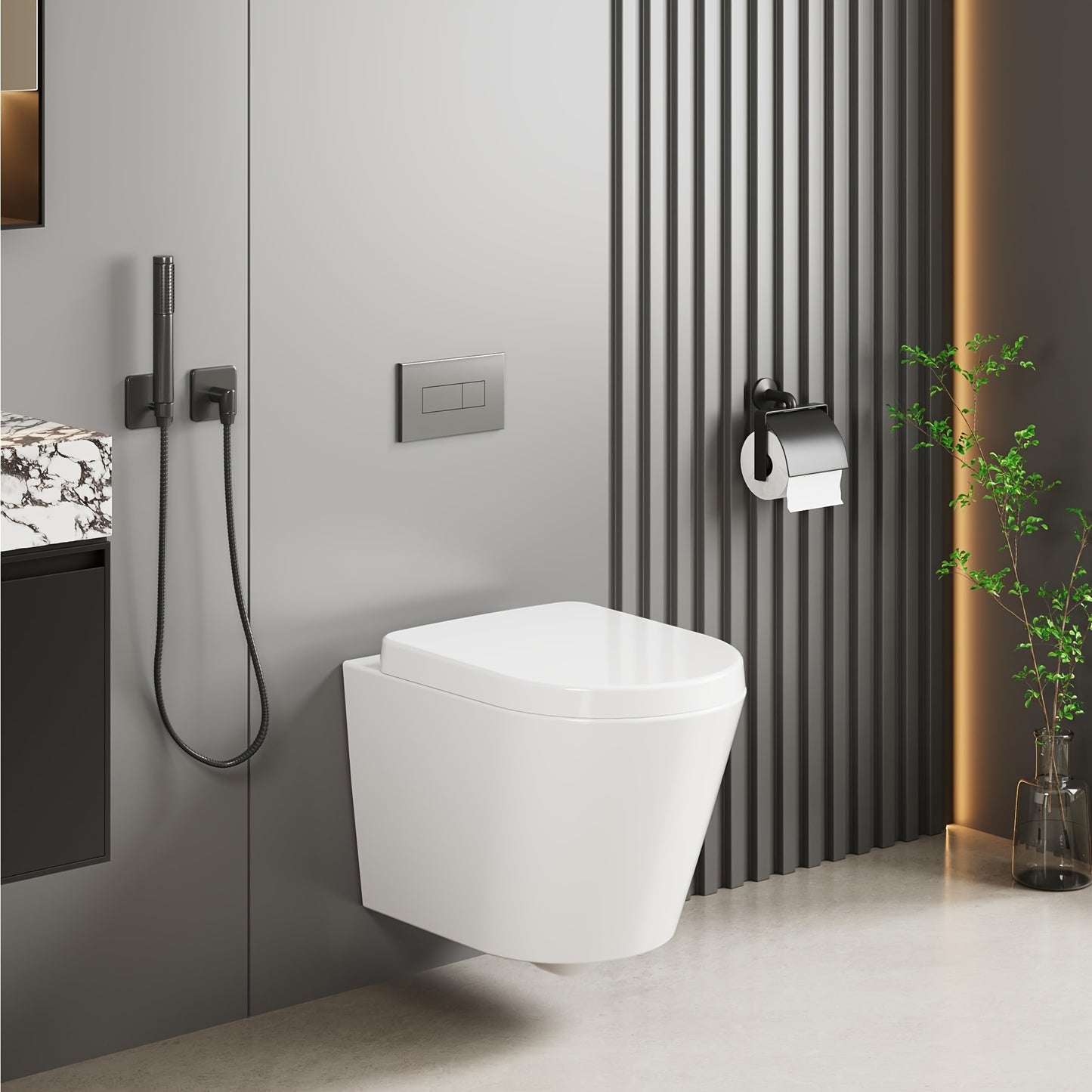 Wandtoilet – Hangend Toilet – Rimless Toilet – Diepspoel Toilet – Wandhangend Toilet – Keramiek – Softclose Zitting – Ruimtebesparend D-Design 51cm