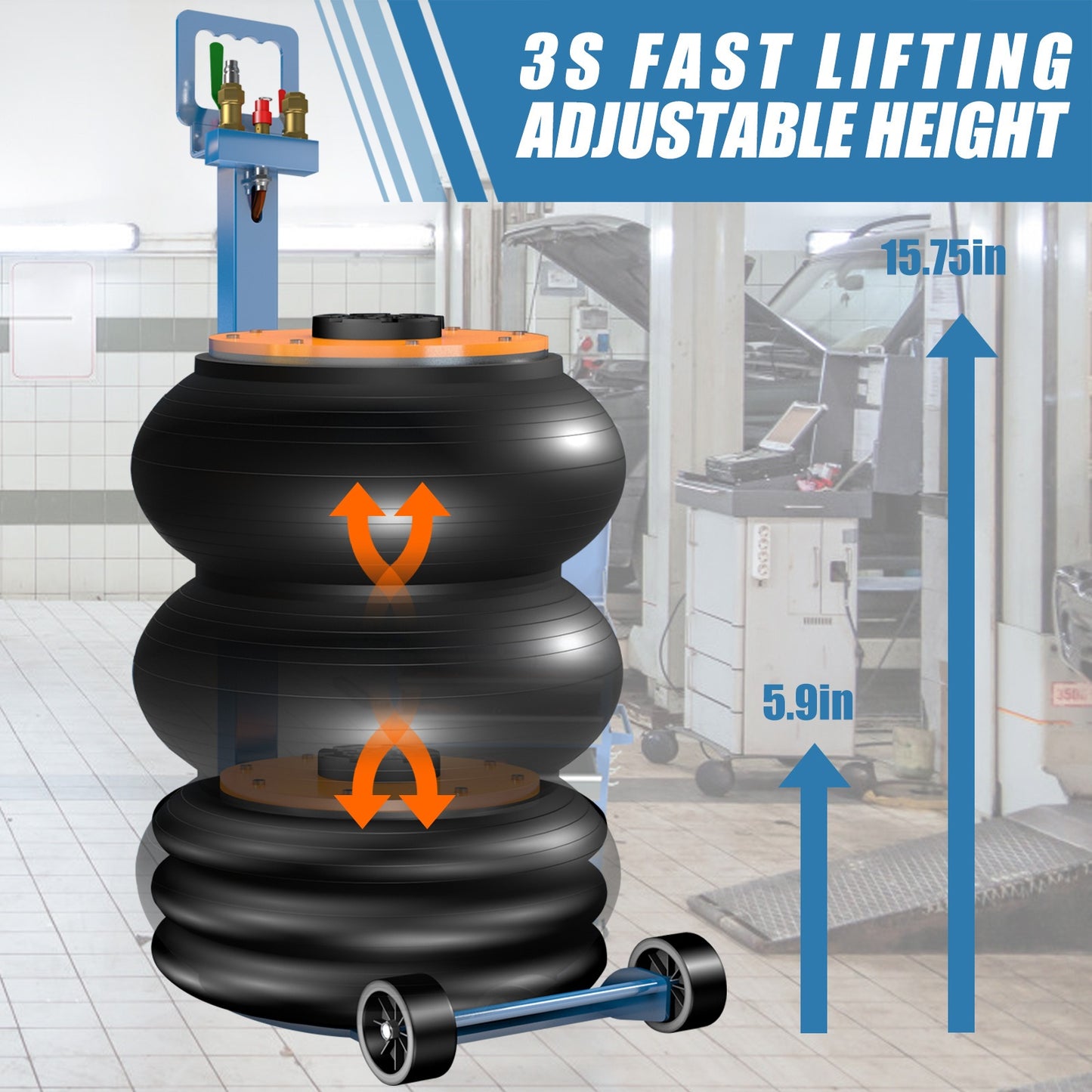 Hydraulische Trolley Jack – Air Jack – Autolift – Garagekrik – Floor Jack – 5 Ton Hefvermogen – Laag Profiel Stalen Constructie