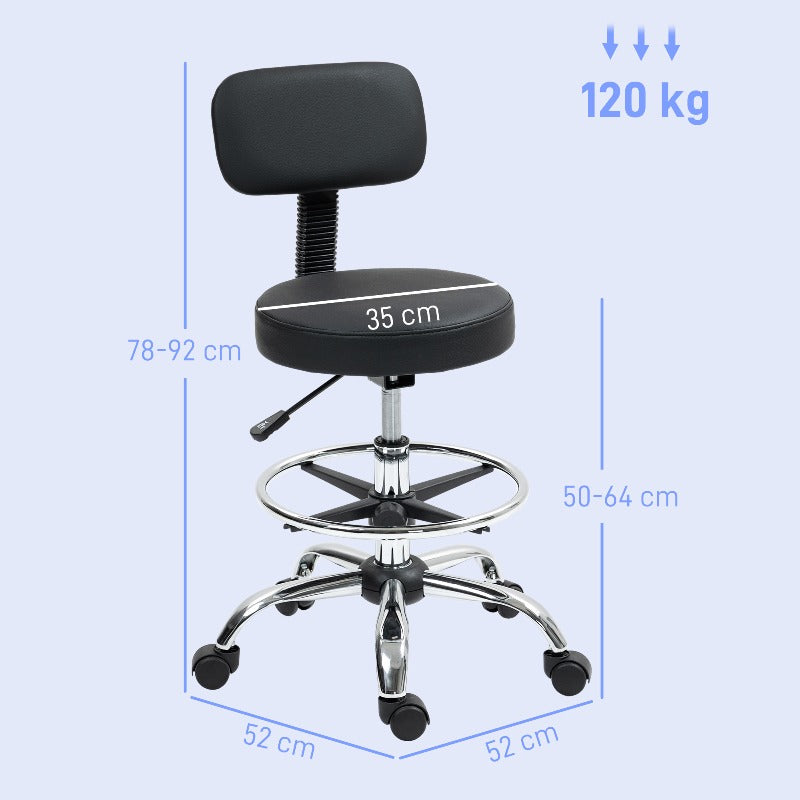 Ergonomische Bureaustoel – Bureaustoel Met Voetsteun – Draaistoel – Werkstoel – Desk Chair – Zwart – Verstelbare Hoogte – PU-Leder