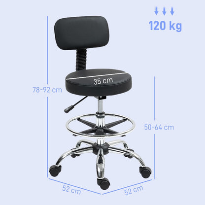Ergonomische Bureaustoel – Bureaustoel Met Voetsteun – Draaistoel – Werkstoel – Desk Chair – Zwart – Verstelbare Hoogte – PU-Leder