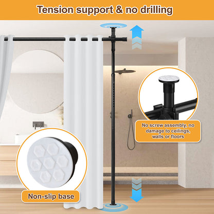 For living room, bedroom or office Width adjustable free-standing room divider screen without curtain, privacy screen adjustable Curtain rods Carbon steel Room divider screen frame