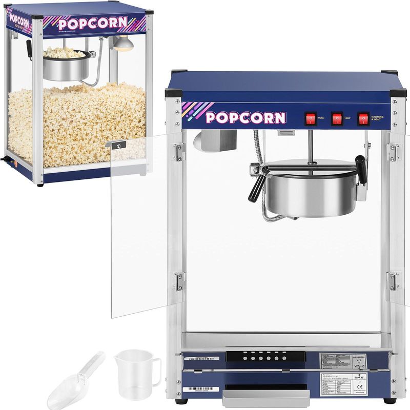 Professional High-Efficiency Popcorn Machine, 1350W, 8 oz, Royal Catering RCPR-1350 - QUORE
