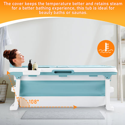 Opvouwbare Badkuip – Inklapbaar Bad – Mobiele Badkuip – Opvouwbaar Ligbad – Draagbaar Bad – Extra Groot 118 cm – Duurzaam PP + TPE Materiaal