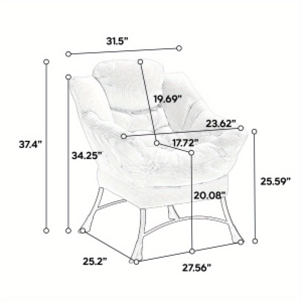 Loungestoel – Fauteuil – Relaxstoel – Zitzak – Accentstoel – Met Voetenbank – Ergonomisch Design – Stevig Stalen Frame – Roze & Zwart – Compact & Comfortabel