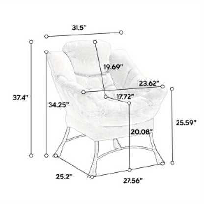 Loungestoel – Fauteuil – Relaxstoel – Zitzak – Accentstoel – Met Voetenbank – Ergonomisch Design – Stevig Stalen Frame – Roze & Zwart – Compact & Comfortabel