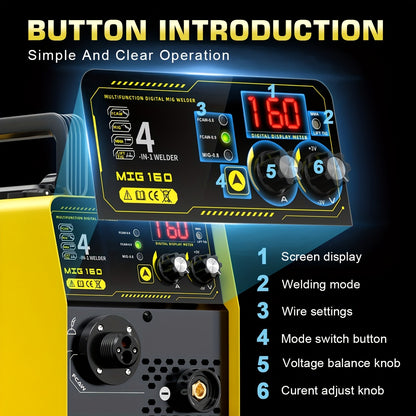 Lasapparaat MIG160 – MIG Lasmachine – Inverter Lasapparaat – Semi-automatisch Lasapparaat – Elektrisch Lasapparaat – Compact & Lichtgewicht – 220V European Plug