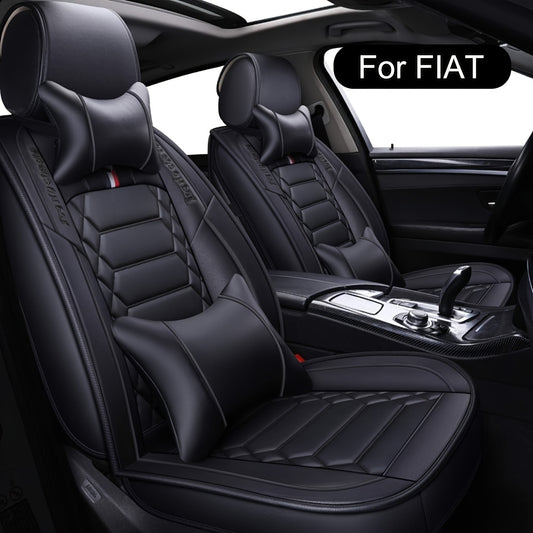 Car Seat Covers Full Set, Fit for FIAT Panda, 500L, 500X, Tipo, Bravo, Linea, Stilo, Lancia Ypsilon, PU Leather Car Seat Protector, All Season Universal Car Seat Cushion, Adjustable Car Seat Covers Front Seats And Back,  Auto