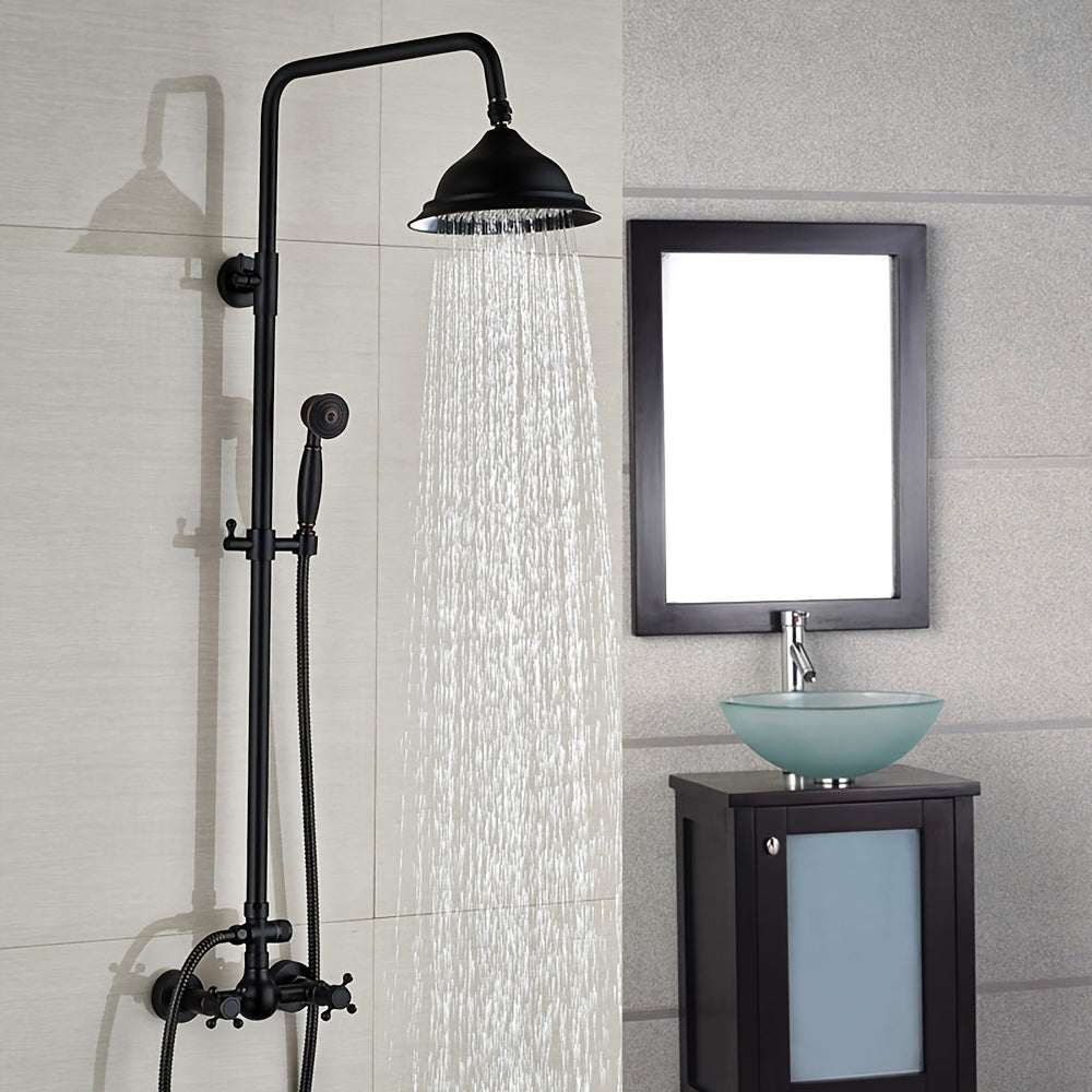 Regendouche – Douche Set – Thermostaatkraan – Wandmontage – Ronde Douchekop – RVS Chroom Afwerking – Ingebouwde Thermostaat – Duurzaam & Eenvoudig Te Installeren