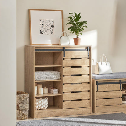 Schoenenkast – Schoenenrek – Schoenenopberger – Schoenenkast – Halmeubel – Schuifdeur – Compact 80x35x89 cm – Hoogwaardig Vezelplaat