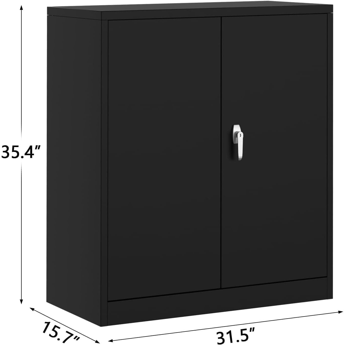 Werkplaatskast – Gereedschapskast – Opbergkast – Stellingkast – Werkbankkast – 100% Metaal – Vergrendelbare Deuren – 2 Verstelbare Legplanken – 3,2+ ft³ Inhoud – Zwart