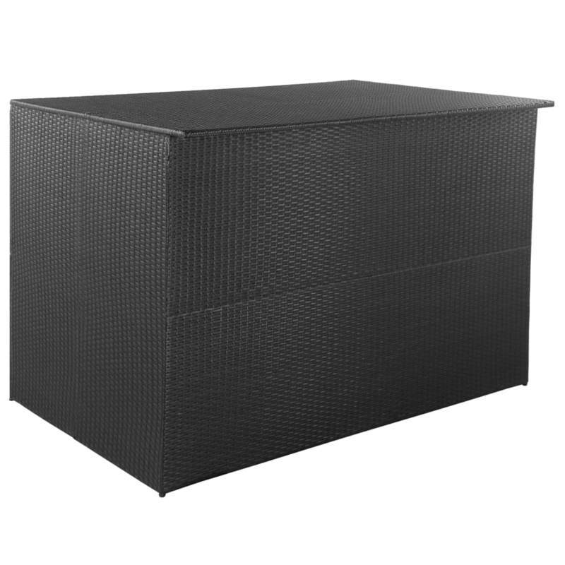 Opbergbox – Opbergkist – Opbergkrat – Opbergmand – Opbergcontainer – Zwart Gevlochten – Duurzaam Weerbestendig Resin – 150x100x100 cm – Makkelijk Te Installeren Deksel