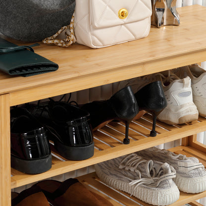 Schoenenrek – Schoenenkast – Schoenenbank – Schoenenopberger – Halmeubel – Bamboe – 5 Niveaus – Opbergruimte Voor 20 Paar Schoenen