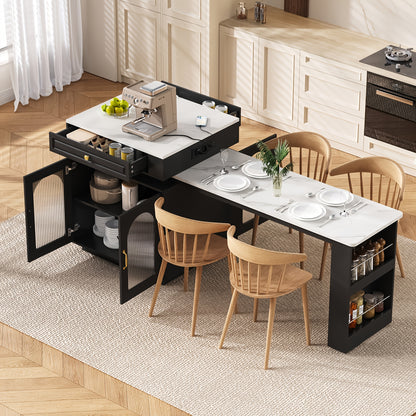 Eettafel – Tafel – Dinertafel – Eetkamertafel – Tafeltje – Zwart – Extra Groot Tafelblad – Stabiele Bogenpoot
