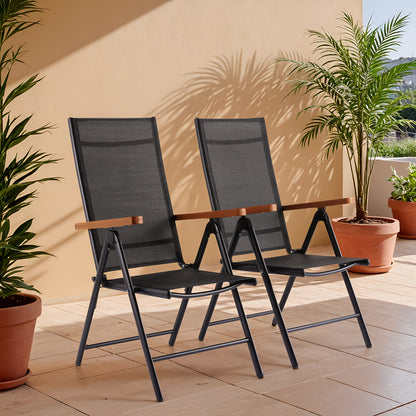 Campingstoel – Klapstoel – Vouwstoel – Tuinstoel – Kampeerstoel – Aluminium Frame – 7-standen Verstelbare Rugleuning – Set van 2