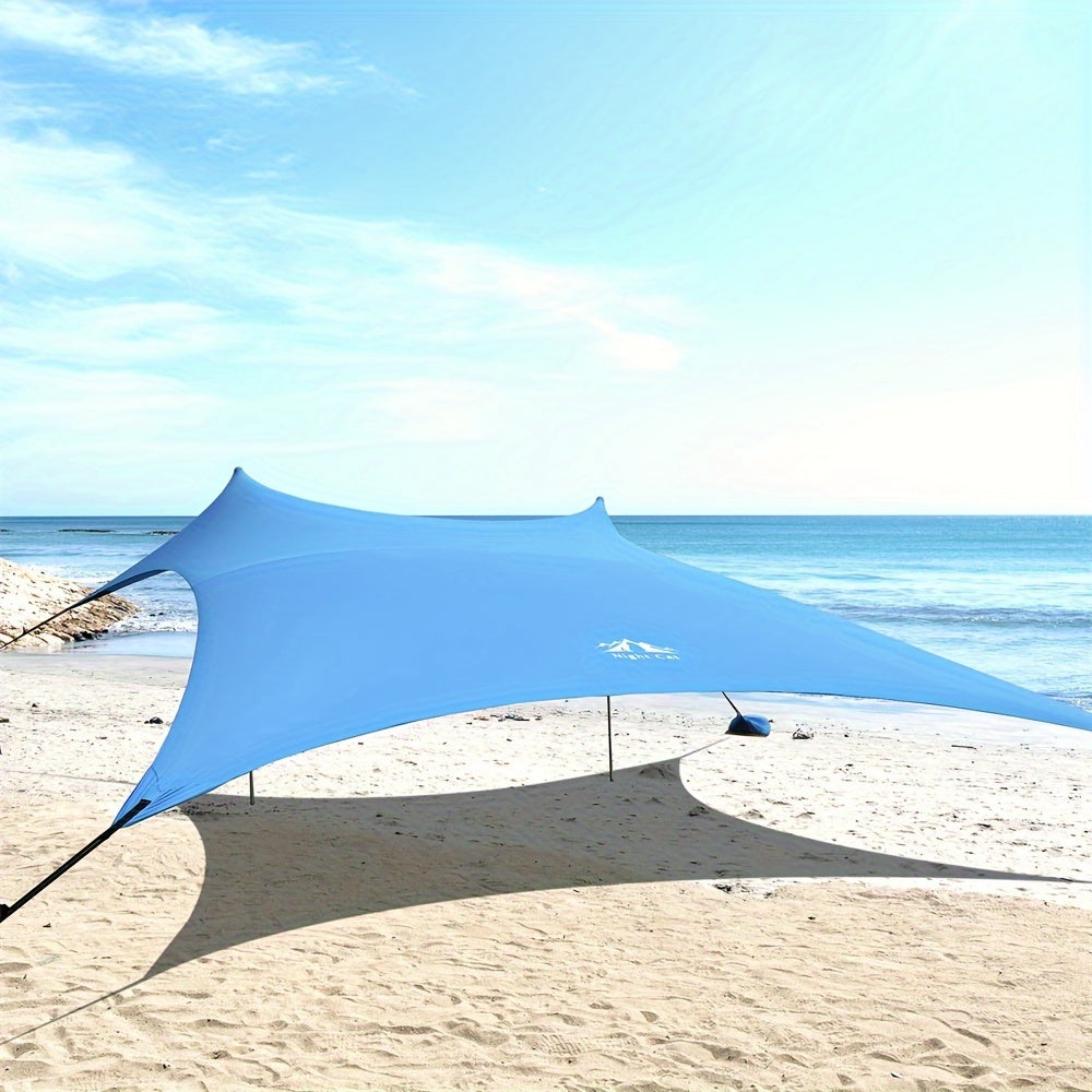 Strandtent – Beach Tent – Zonnescherm – Schaduw Tent – Waterdichte Tent – UPF 50+ UV Bescherming – Aluminium Stokken & Zandzakken – Geschikt Voor 4-8 Personen