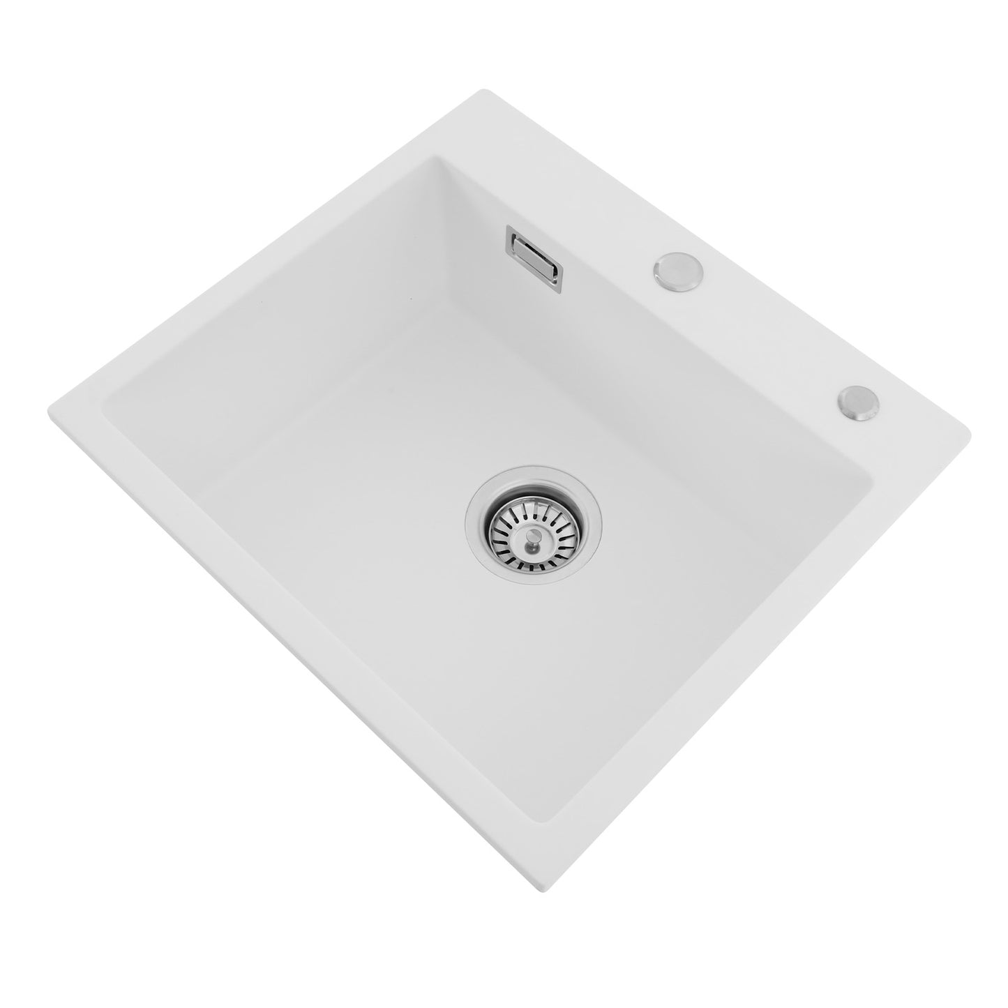 Keukenspoelbak – Spoelbak – Gootsteen – Wasbak – Spoelbakken – Quartzsteen Wit – Ruime Afmetingen 50x45 cm – Geluidsarm & Duurzaam