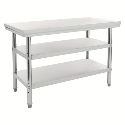 Werktafel – Werkbank – Keukentafel – RVS tafel – Prep tafel – 3-laags Opbergniveau – 119x61 cm – 201 Roestvrij Staal – Draagkracht 99,8 kg