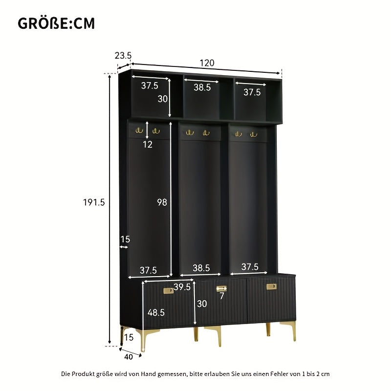 Bamboe Kledingkast – Garderobekast – Opbergkast – Halmeubel – Kapstok – Zes Gouden Haken – Duurzaam Mat Zwart Bamboe – Afgesloten Opbergruimte 3,2 CuFt – Vrijstaand Ontwerp – Eenvoudige Montage