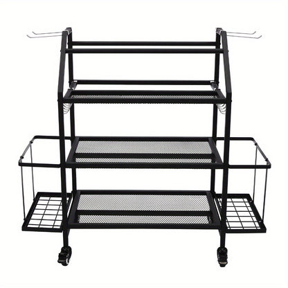 Goodslinesshop Ciounmb Gym Storage Rack Dumbbell Rack Multifunctional Dumbbell Stand Yoga Mat Shelf for Kettlebell, Dumbbells, Yoga Block, with Hooks and Lockable Wheels, Load Capacity 136kg [High-Quality Shop Now!], Fitness