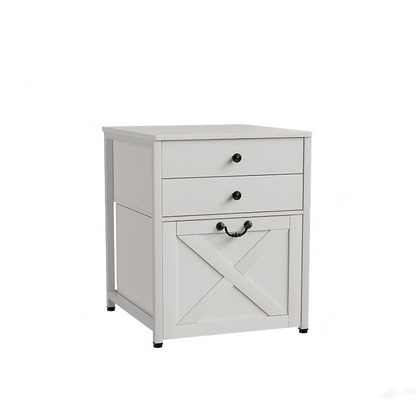 Ladekast – Ladenkast – Commode – Opbergkast – Kast – Mini Ladekast met 2 Lades en Verrijdbaar Kastje – Stevig Tot 110 kg – Compact Wit Design 55x58x69 cm