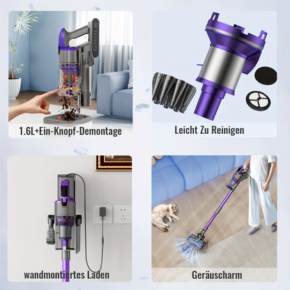 Stofzuiger – Draadloze Steelstofzuiger – Handstofzuiger – Zakloze Stofzuiger – Oplaadbare Stofzuiger – 7-laags Filtersysteem – Krachtige Zuigkracht 73 kPa