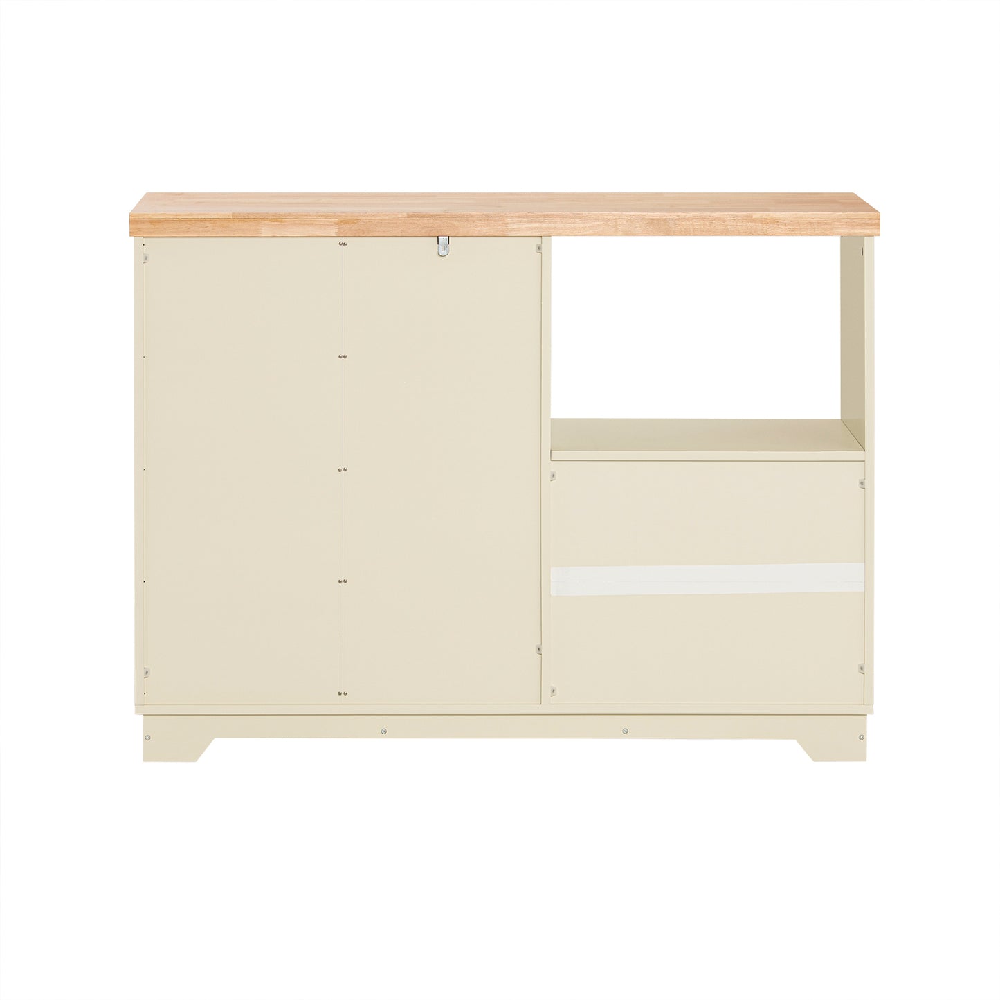 Keukenkast – Buffetkast – Opbergkast – Magnetronkast – Kast – Houtvezelplaat & Massief Hout – 120x40x90 cm – Ruime Indeling Met Glazen Deuren
