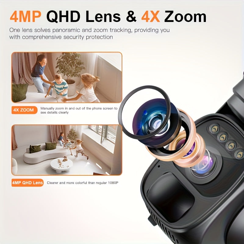 Draadloze Beveiligingscamera Set – Wifi Camera – Outdoor Camera – PTZ Beveiligingscamera – 4G Camera – 2K HD Resolutie – Zonne-energie & Bewegingsdetectie