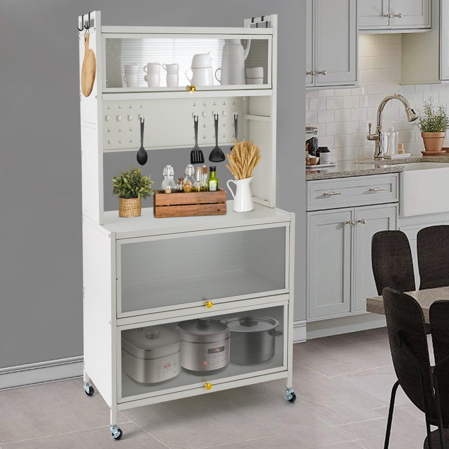 Heavy-Duty Mobile Storage Cabinet – Opbergkast – Organizer Rek – Stellingkast – Opbergsysteem – Carbon Stalen Constructie – 199,58 KG Draagvermogen – Witte Kleur