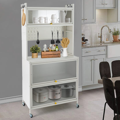 Heavy-Duty Mobile Storage Cabinet – Opbergkast – Organizer Rek – Stellingkast – Opbergsysteem – Carbon Stalen Constructie – 199,58 KG Draagvermogen – Witte Kleur