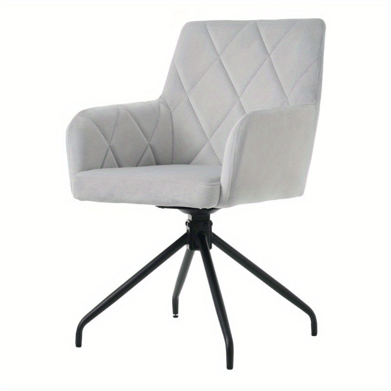 Draaibare Eetkamerstoelen – Lounge Stoelen – Eetkamerfauteuils – Bureau Stoelen – Office Stoelen – 360 Graden Rotatie – Grijs Fluwelen Bekleding Diamond Patroon