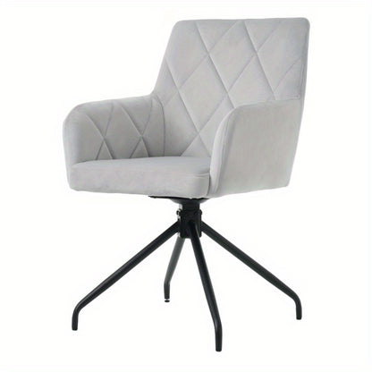 Draaibare Eetkamerstoelen – Lounge Stoelen – Eetkamerfauteuils – Bureau Stoelen – Office Stoelen – 360 Graden Rotatie – Grijs Fluwelen Bekleding Diamond Patroon