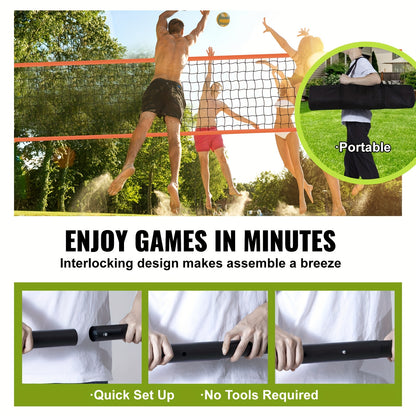 Outdoor Volleybalset – Volleybalnet – Volleybalspel – Volleybalveld – Strandvolleybal – Verstelbare Aluminium Palen – Weerbestendig Net